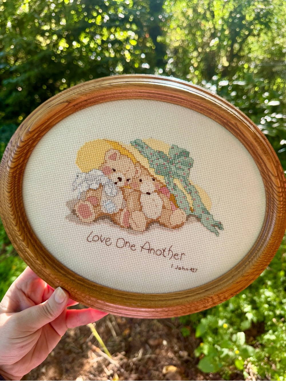 90’s Framed Teddy Bear Cross Stitch